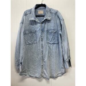 Free People Men's Denim Long Sleeve Shirt Size Large Button Up We The Free Blue